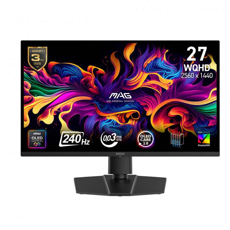 MSI MAG 271QP QD-OLED X24 écran plat de PC 67,3 cm (26.5") 2560 x 1440 pixels Wide Quad HD Noir