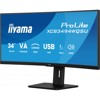 iiyama ProLite XCB3494WQSU-B1 écran plat de PC 86,4 cm (34") 3440 x 1440 pixels UltraWide Quad HD LED Noir