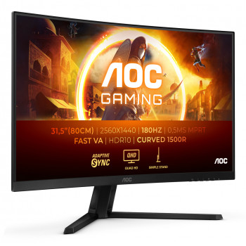 AOC G4 CQ32G4VE écran plat de PC 80 cm (31.5") 2560 x 1440 pixels Quad HD LCD Noir, Gris