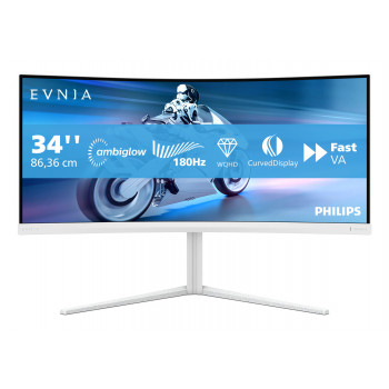 Philips Evnia 5000 34M2C5501A 00 écran plat de PC 86,4 cm (34") 3440 x 1440 pixels Wide Quad HD LCD Blanc