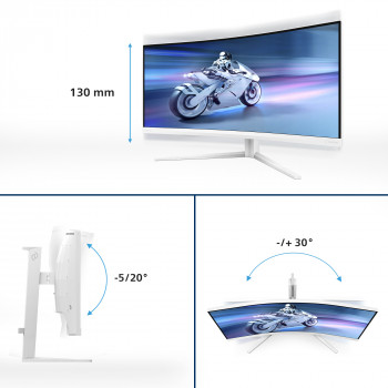 Philips Evnia 5000 34M2C5501A 00 écran plat de PC 86,4 cm (34") 3440 x 1440 pixels Wide Quad HD LCD Blanc