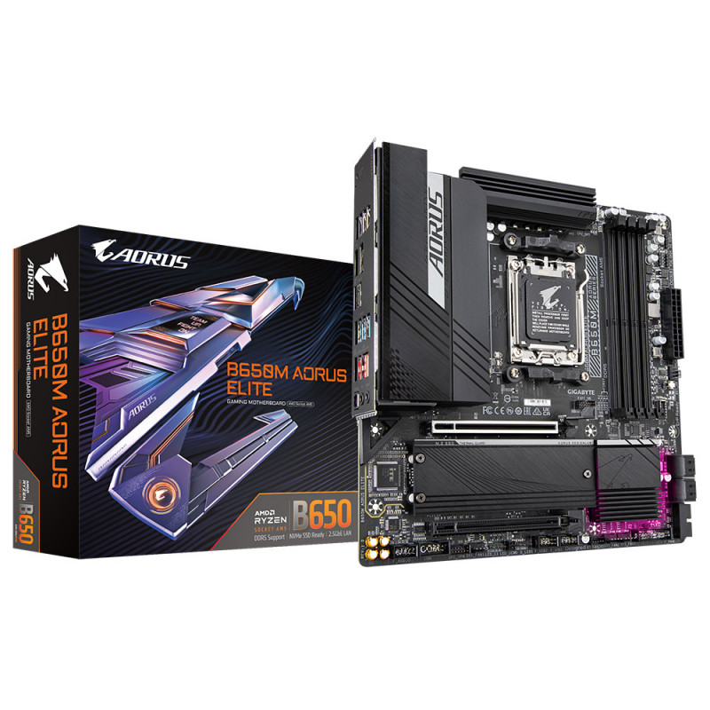 GIGABYTE B650M AORUS ELITE Carte mère - Compatible avec les processeurs AMD Ryzen 9000, VRM 12+2+2 phases, jusqu'à 8000 MHz