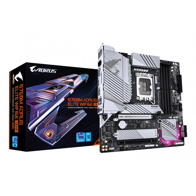 GIGABYTE B760M AORUS ELITE WIFI6E GEN5 Carte Mère – Compatible avec les processeurs Intel Core 14e génération, VRM numérique