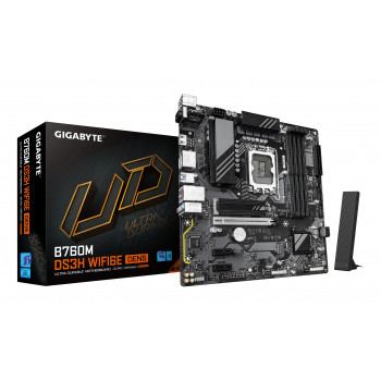 GIGABYTE B760M DS3H WIFI6E GEN5 Carte Mère – Compatible avec les processeurs Intel Core 14e génération, VRM numérique 6+2+1