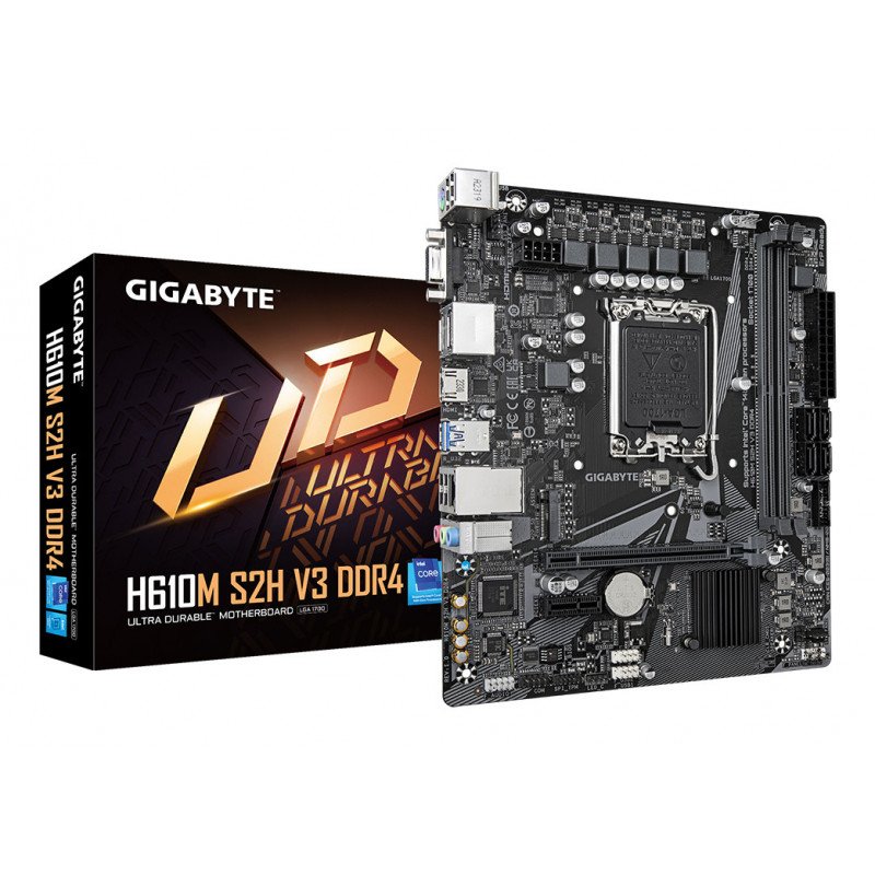 GIGABYTE H610M S2H V3 DDR4 Carte mère - Compatible avec processeurs Intel Core 14th CPUs, 4+1+1 Hybrid Digital VRM, up to