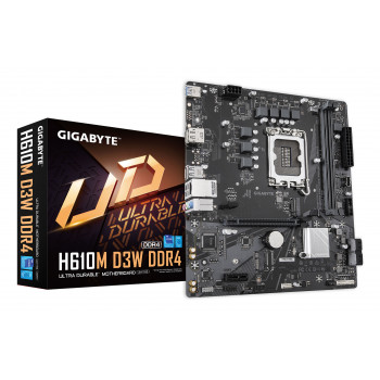 GIGABYTE H610M D3W DDR4 Carte mère - Compatible avec les processeurs Intel Core de 14e génération, VRM 5+1+1 phases, jusqu'à