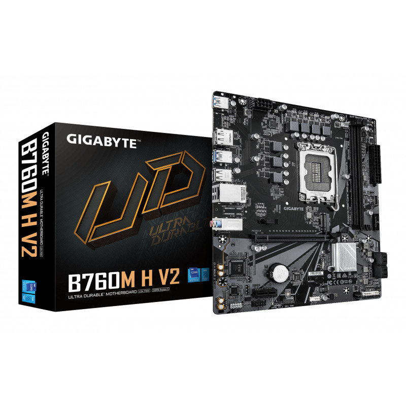 GIGABYTE B760M H V2 Carte Mère - Prend en charge les processeurs Intel Core 14e génération, VRM numérique 5+1+1 phases, jusqu’à