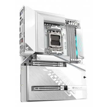 GIGABYTE X870 AORUS STEALTH ICE Carte Mère – Prend en charge les processeurs AMD Ryzen 9000, VRM numérique 16+2+2 phases,