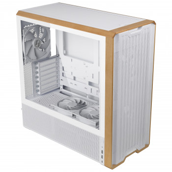 Lian Li Lancool LAN217W unité centrale Midi Tower Blanc, Bois