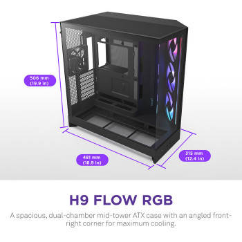 NZXT H9 Flow RGB+ Midi Tower Noir