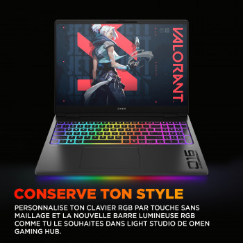 HP OMEN MAX Gaming 16-ak0007nf Copilot+ PC AMD Ryzen AI 9 375 Ordinateur portable 40,6 cm (16") WQXGA 32 Go DDR5-SDRAM 1 To SSD