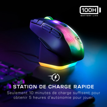 Turtle Beach Kone XP Air - Souris gaming RGB ergonomique, personnalisable et sans fil, capteur optique 19 000 PPP, autonomie de