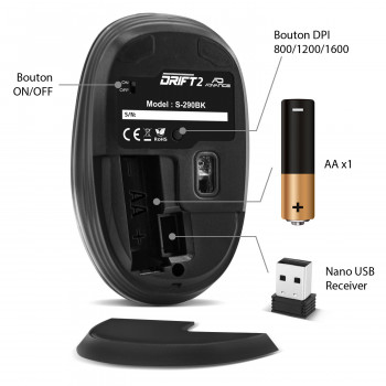 ADVANCE Drift 2 souris Bureau Ambidextre RF sans fil 1600 DPI