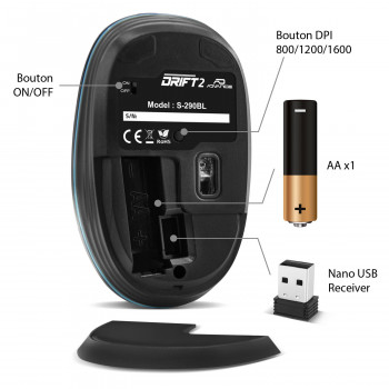 ADVANCE Drift 2 souris Bureau Ambidextre RF sans fil 1600 DPI