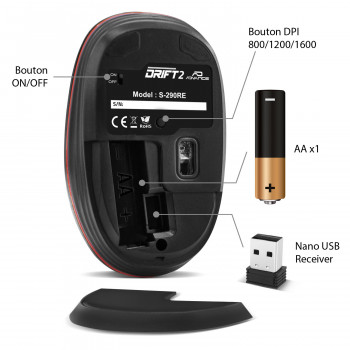ADVANCE Drift 2 souris Bureau Ambidextre RF sans fil 1600 DPI