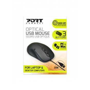 Port Designs 900400-PRO souris Bureau Ambidextre USB Type-A Optique 1000 DPI