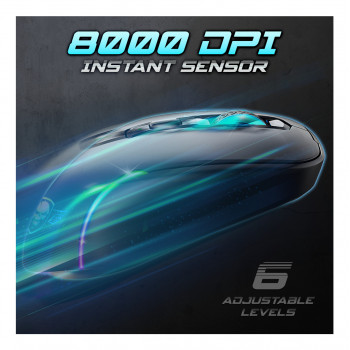 Spirit of Gamer S-EM50BK souris Gaming Droitier RF Wireless + Bluetooth + USB Type-C Optique 8000 DPI