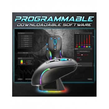 Spirit of Gamer S-EM50BK souris Gaming Droitier RF Wireless + Bluetooth + USB Type-C Optique 8000 DPI