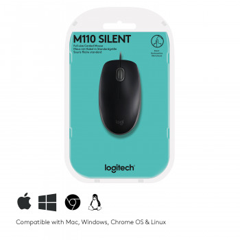 Logitech B110 Silent souris Bureau Ambidextre USB Type-A Optique 1000 DPI
