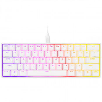 Corsair GAMER MÉCANIQUE (CHERRY MX RED) K65 MINI 60% RGB (BLANC) clavier Gaming AZERTY Français