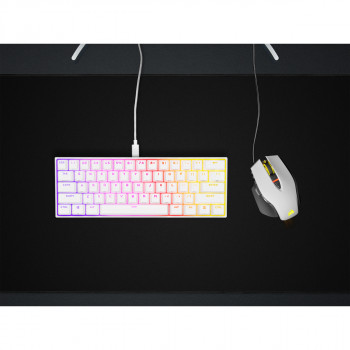 Corsair GAMER MÉCANIQUE (CHERRY MX RED) K65 MINI 60% RGB (BLANC) clavier Gaming AZERTY Français