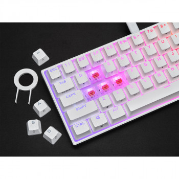 Corsair GAMER MÉCANIQUE (CHERRY MX RED) K65 MINI 60% RGB (BLANC) clavier Gaming AZERTY Français