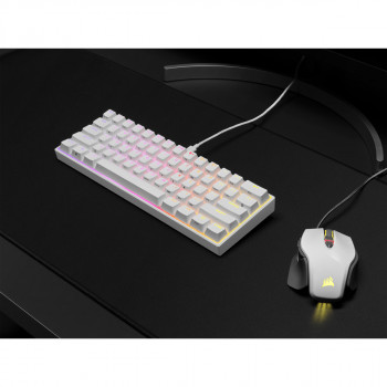 Corsair GAMER MÉCANIQUE (CHERRY MX RED) K65 MINI 60% RGB (BLANC) clavier Gaming AZERTY Français