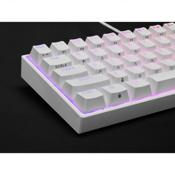 Corsair GAMER MÉCANIQUE (CHERRY MX RED) K65 MINI 60% RGB (BLANC) clavier Gaming AZERTY Français