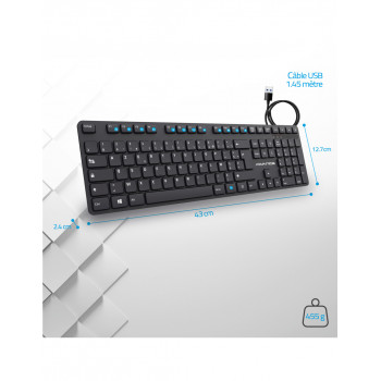 Advance Tapes WORKMATE clavier maison bureau USB AZERTY Noir