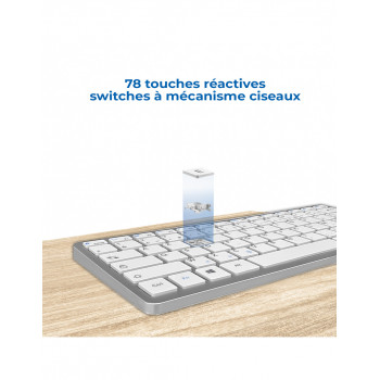 Advance Tapes SMARTKEY PLUS clavier maison bureau USB + Bluetooth AZERTY Aluminium, Blanc