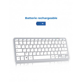 Advance Tapes SMARTKEY PLUS clavier maison bureau USB + Bluetooth AZERTY Aluminium, Blanc