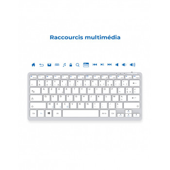 Advance Tapes SMARTKEY PLUS clavier maison bureau USB + Bluetooth AZERTY Aluminium, Blanc