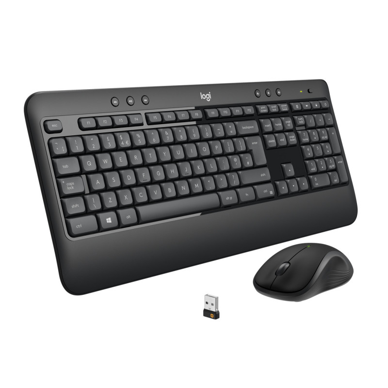 Logitech 920-008685 clavier Souris incluse Universel RF sans fil QWERTY US International Noir, Blanc
