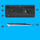 Logitech 920-008685 clavier Souris incluse Universel RF sans fil QWERTY US International Noir, Blanc