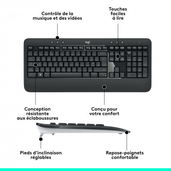 Logitech 920-008676 clavier Souris incluse Universel RF sans fil AZERTY Français Noir, Blanc