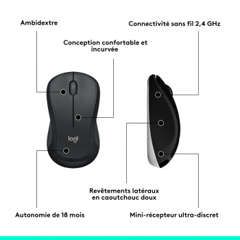 Logitech 920-008676 clavier Souris incluse Universel RF sans fil AZERTY Français Noir, Blanc