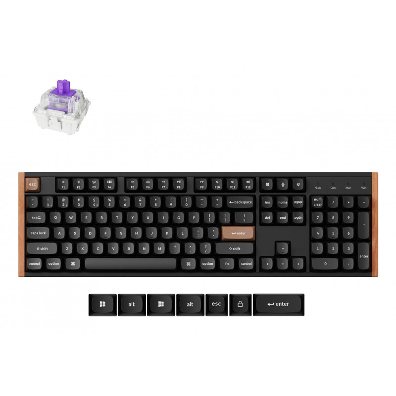 Keychron K10 HE clavier Gaming USB + RF Wireless + Bluetooth QWERTY Anglais Noir, Bois