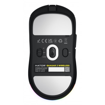 HATOR Quasar 3 Wireless souris Gaming Ambidextre RF Wireless + Bluetooth + USB Type-A Optique 12000 DPI