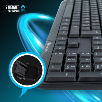 NGS FunkyV3, QWERTY, ES clavier Maison USB Espagnole Noir