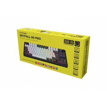 HATOR Skyfall Pro Wireless 80 clavier Gaming USB + RF Wireless + Bluetooth QWERTY Anglais britannique Noir, Gris