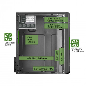 Tacens Anima ACM500 unité centrale Mini Tower Noir 500 W