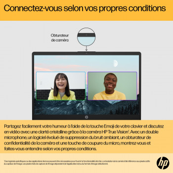 HP 15-fc0155nf AMD Ryzen™ 5 7520U Ordinateur portable 39,6 cm (15.6") Full HD 8 Go LPDDR5-SDRAM 512 Go SSD Wi-Fi 6 (802.11ax)