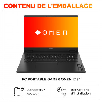 HP OMEN Gaming Laptop 17-db1033nf Copilot+ PC AMD Ryzen AI 9 365 Ordinateur portable 43,9 cm (17.3") Quad HD 32 Go DDR5-SDRAM